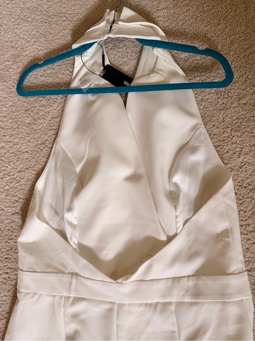 Fashion Nova Cream Halter Double-Breasted Wide-Leg Jumpsuit - Picture 6 of 9